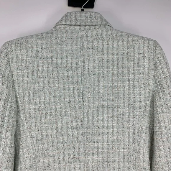 Zara Blazer Tweed Double Breasted Light Blue Blogger Fave Womens Size Medium - Picture 14 of 15